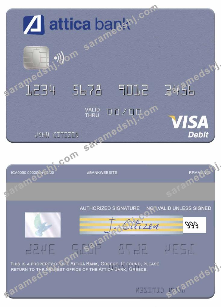 Greece Attica Bank visa debit card